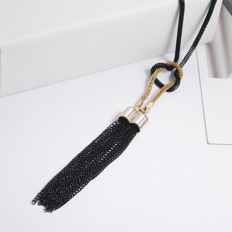 Long tassel sweater chain accessory necklace