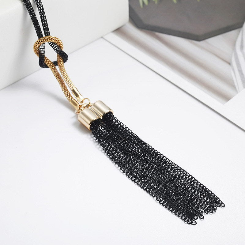 Long tassel sweater chain accessory necklace