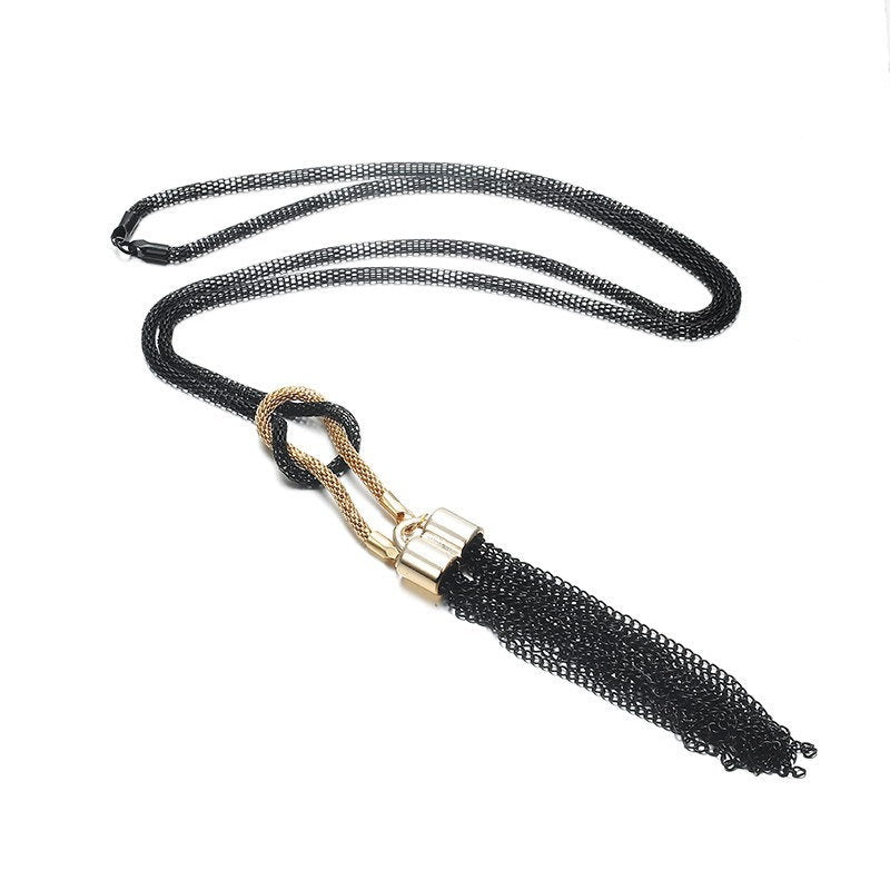 Long tassel sweater chain accessory necklace