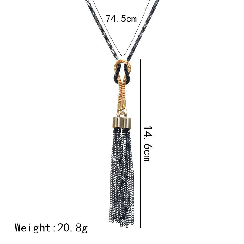 Long tassel sweater chain accessory necklace