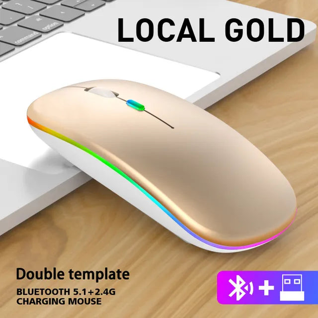 Wireless Mouse For Laptop PC Bluetooth RGB Rechargeable Mouses Wireless Computer Silent Mice LED Backlit Ergonomic Gaming Mouse