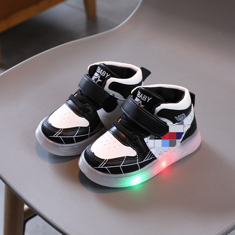 Luminous casual shoes, baby soft soled shoes, luminous shoes, boys and girls board shoes